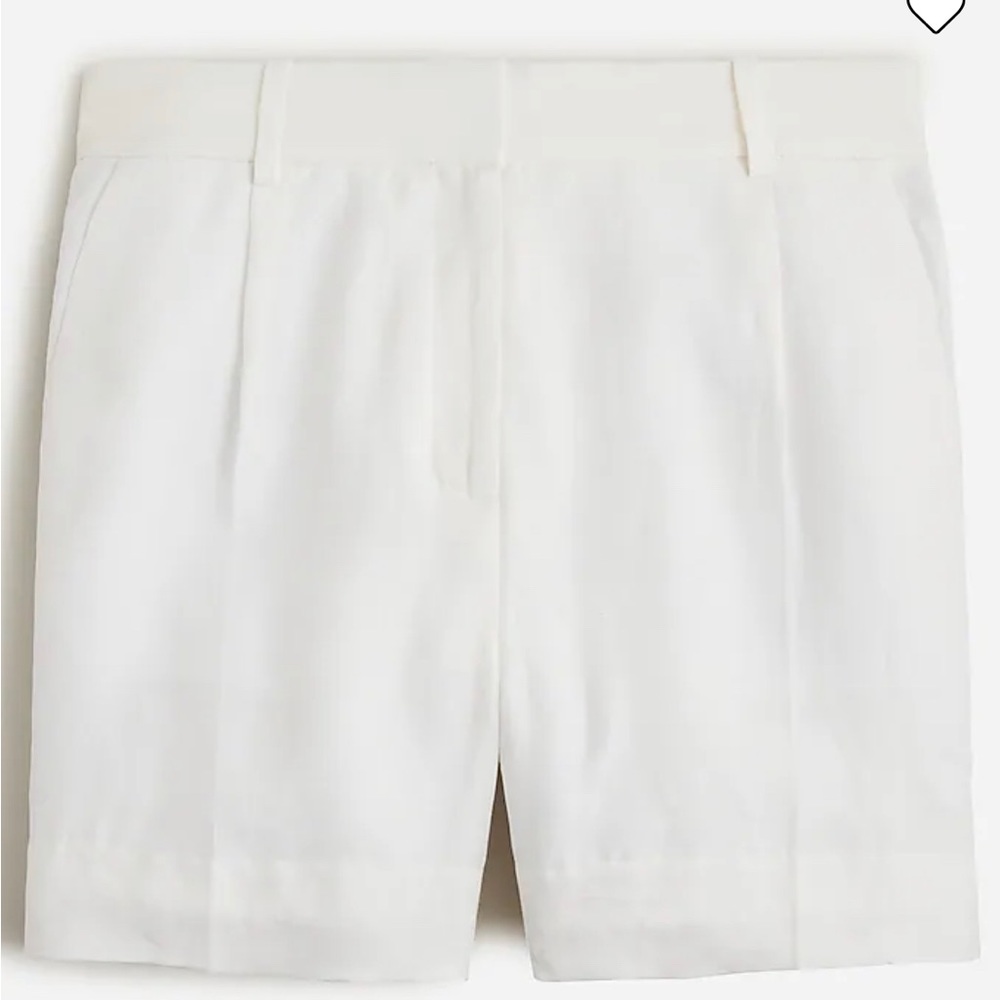 NWOT J. Crew High Rise Pleated Suit Short in Chelsea linen-cupro blend, white, 8